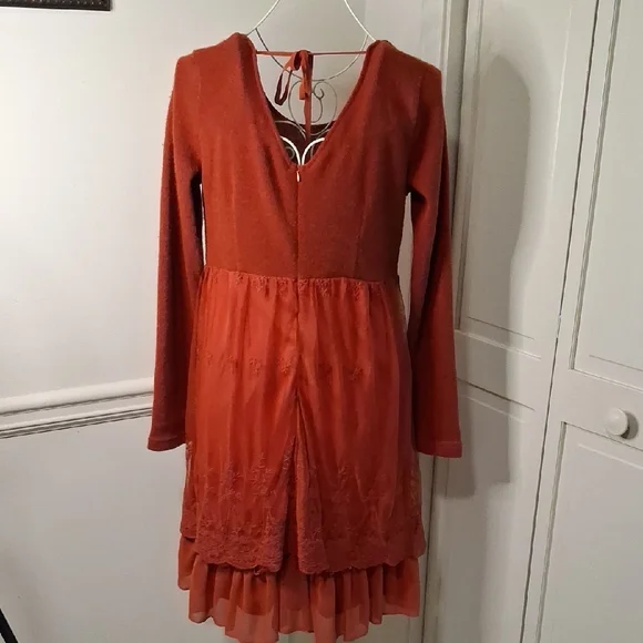 A'Reve Rust Long-Sleeve Casual Dress - Picture 3 of 9